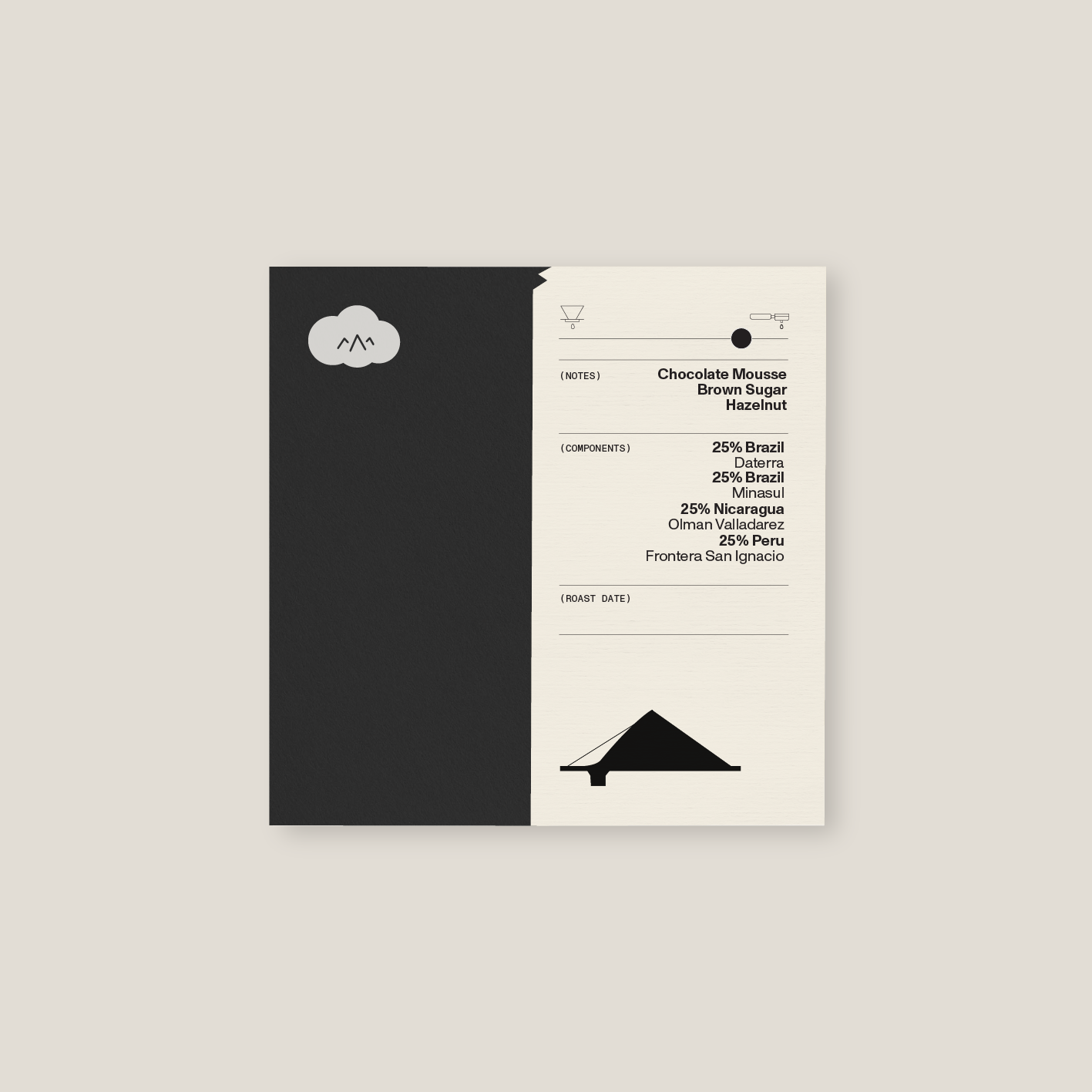 Top view of Cloud Picker Coffee's Sam Coffee Blend in a sealed bag, showcasing the product packaging.